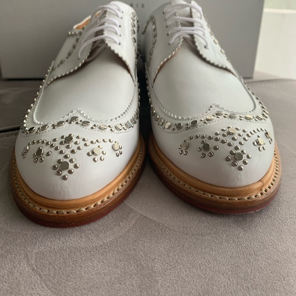 NIB Robert Clergerie Paris White Studded Brogue Shoes size 39.5 - Picture 9 of 15